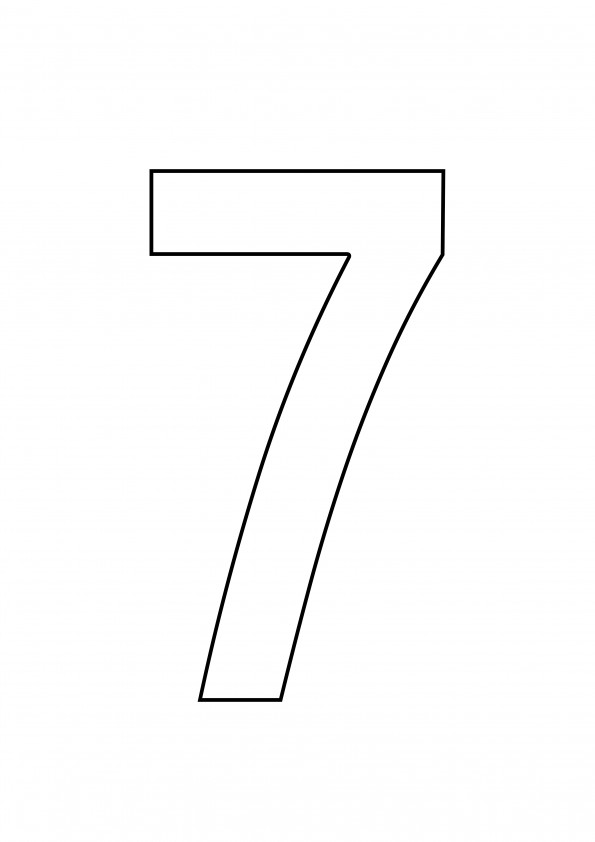 Our simple coloring sheet of number seven is ready to be colored and printed freely