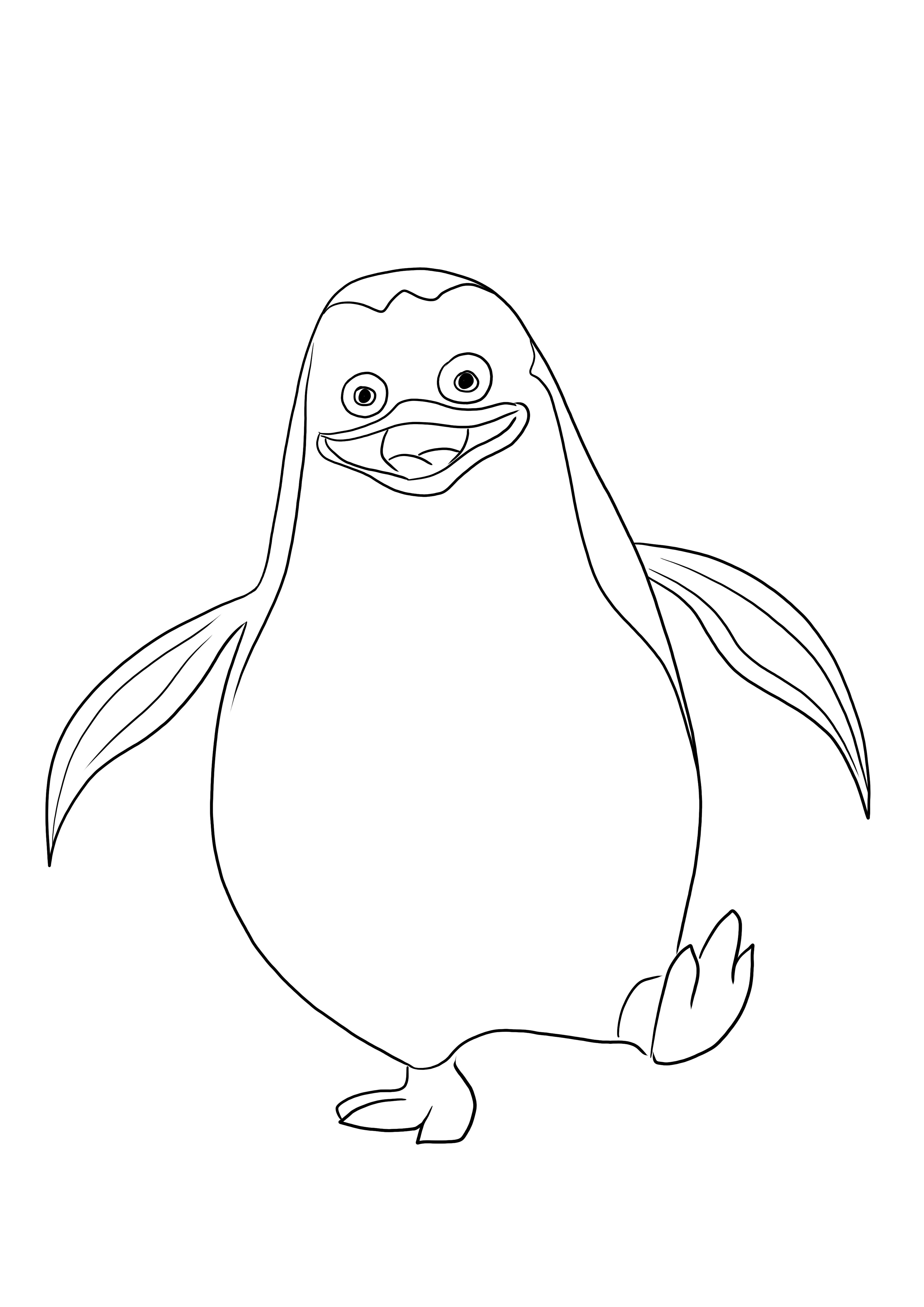 Ein einfach auszumalendes Bild von Private, dem Pinguin, bereit zum Drucken und Ausmalen