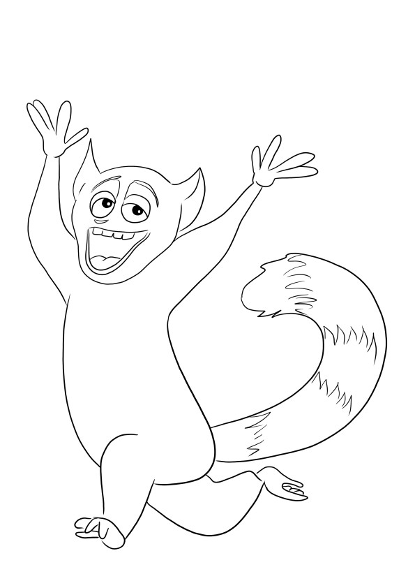 Julien the King from the Madagascar movie-free printable to color