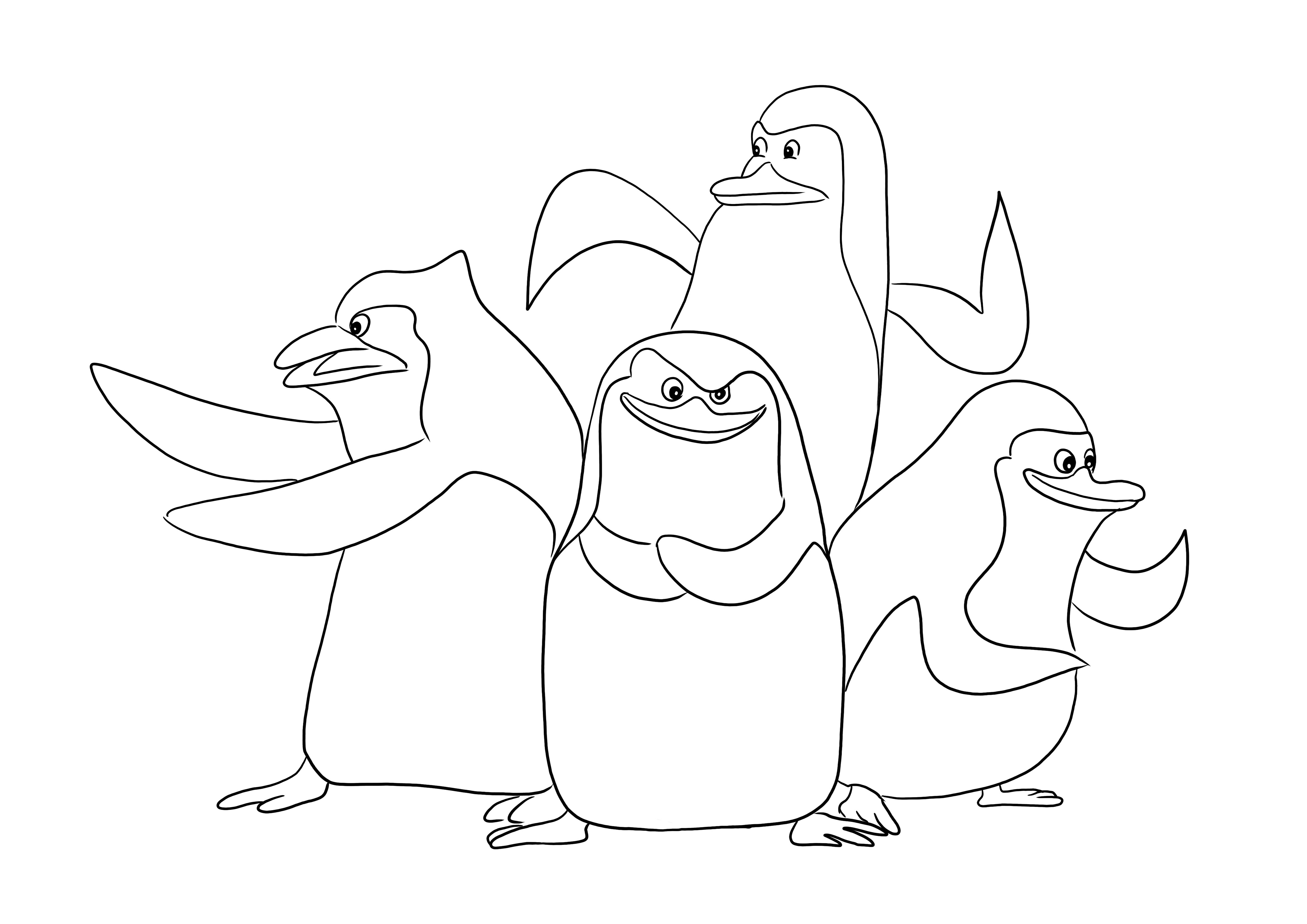 Madagascar Penguins free coloring and downloading picture