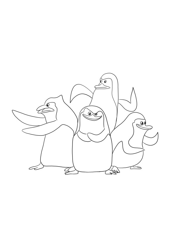 Madagascar Penguins free coloring and downloading picture