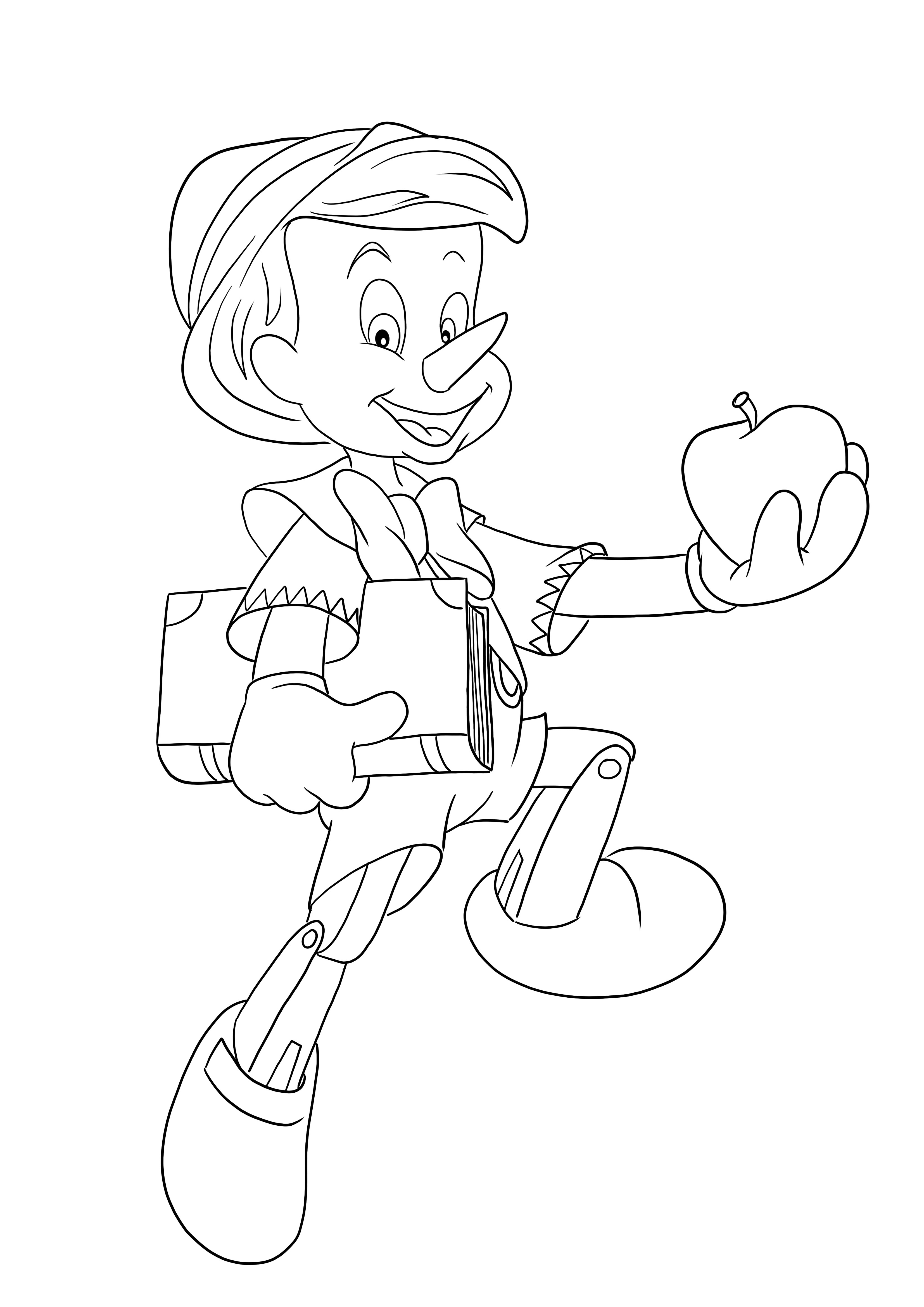 Boldog Pinokkió ingyenes színezéshez és nyomtatásra kész kép