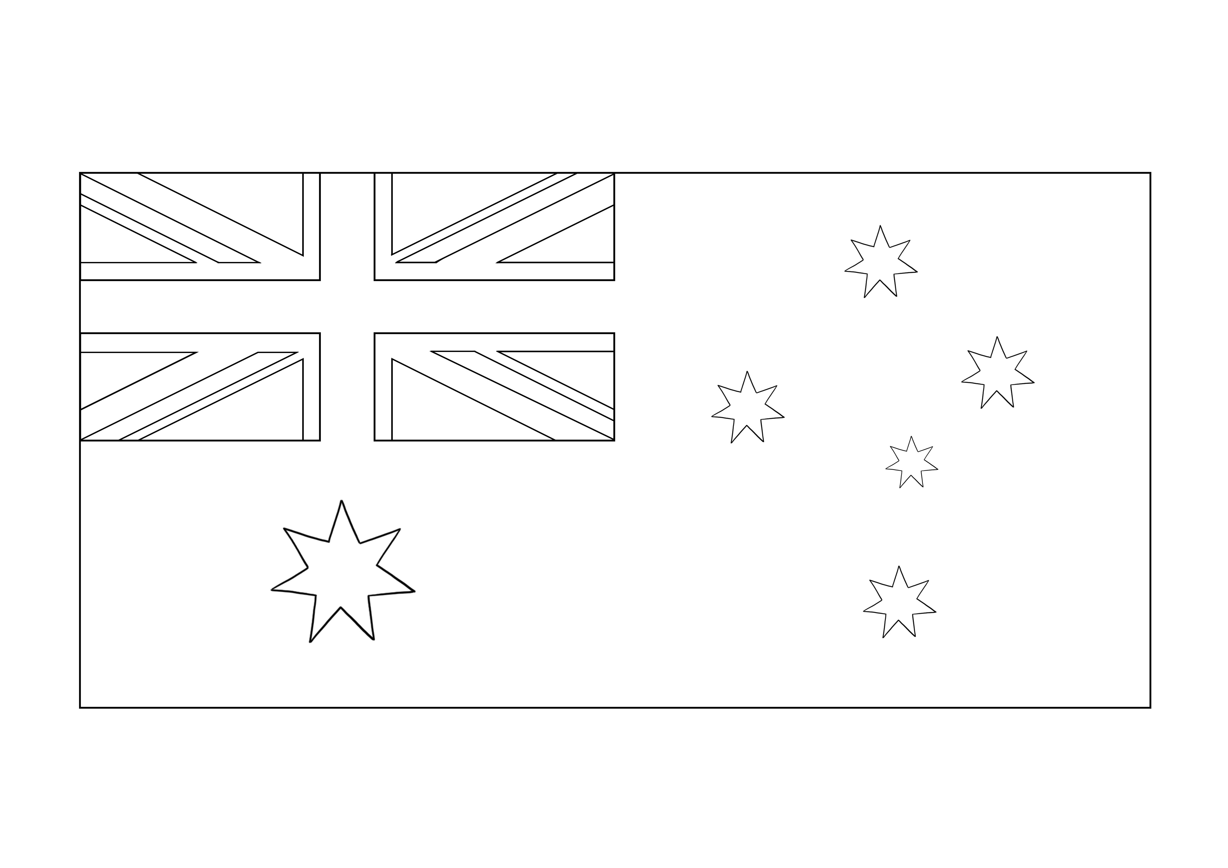 Lembar mewarnai Bendera Australia gratis untuk diunduh dan dipelajari tentang Australia