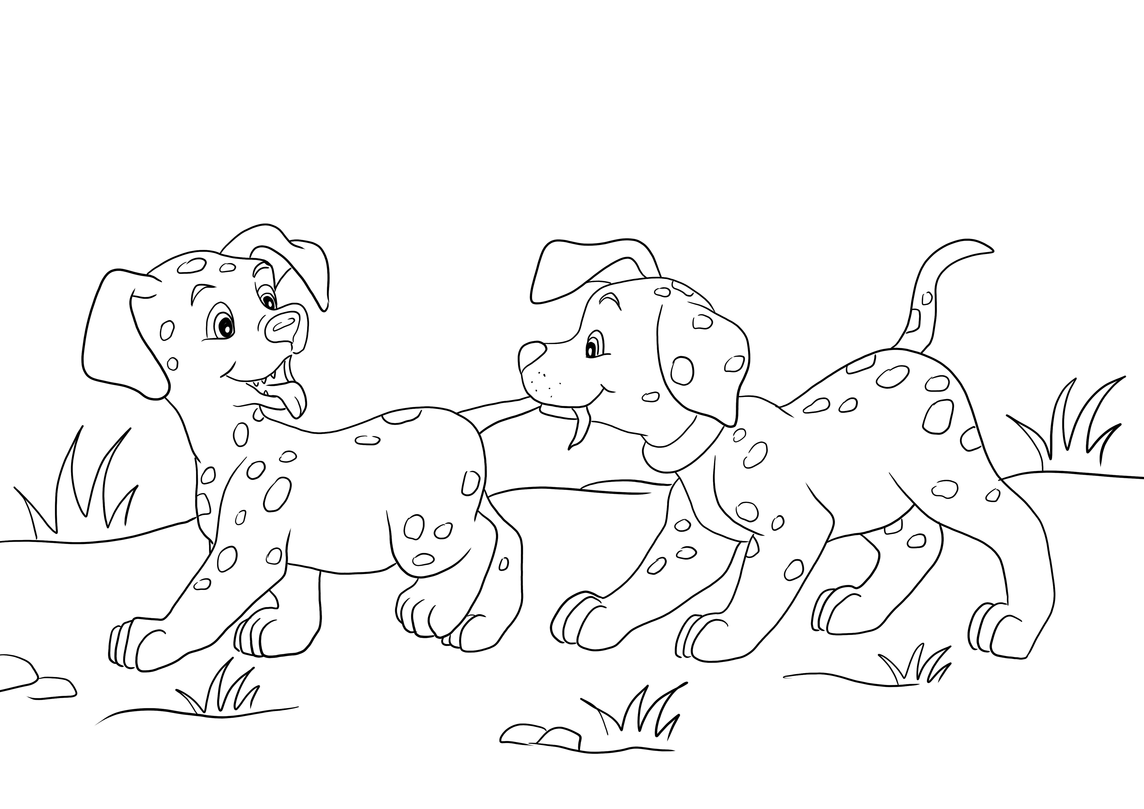 Penny and Whizzer Dalmatian for coloring and free printing for kids