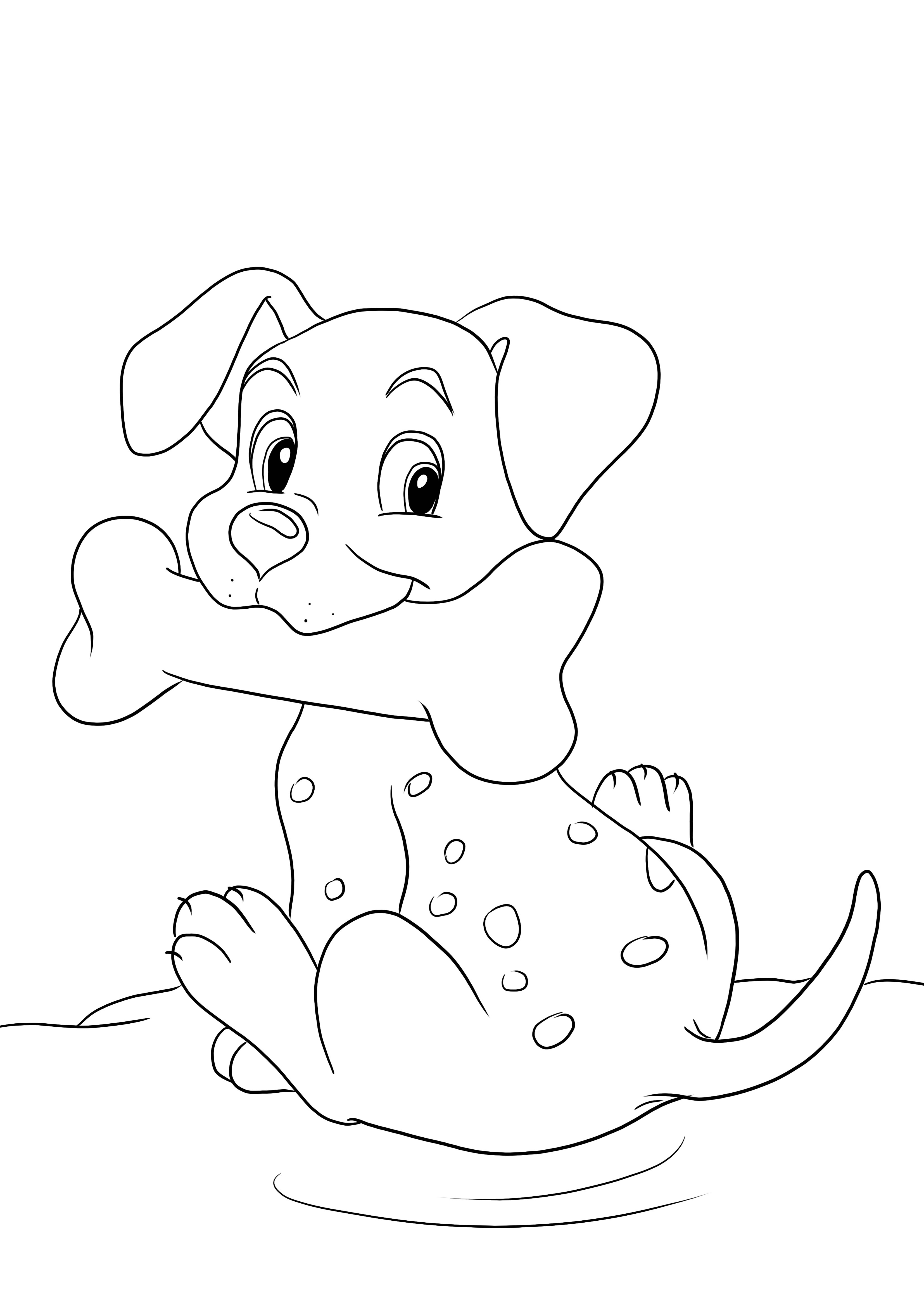 Eenvoudig kleuren en gratis downloaden van Lucky Puppy van 101 Dalmatiër kleurplaat