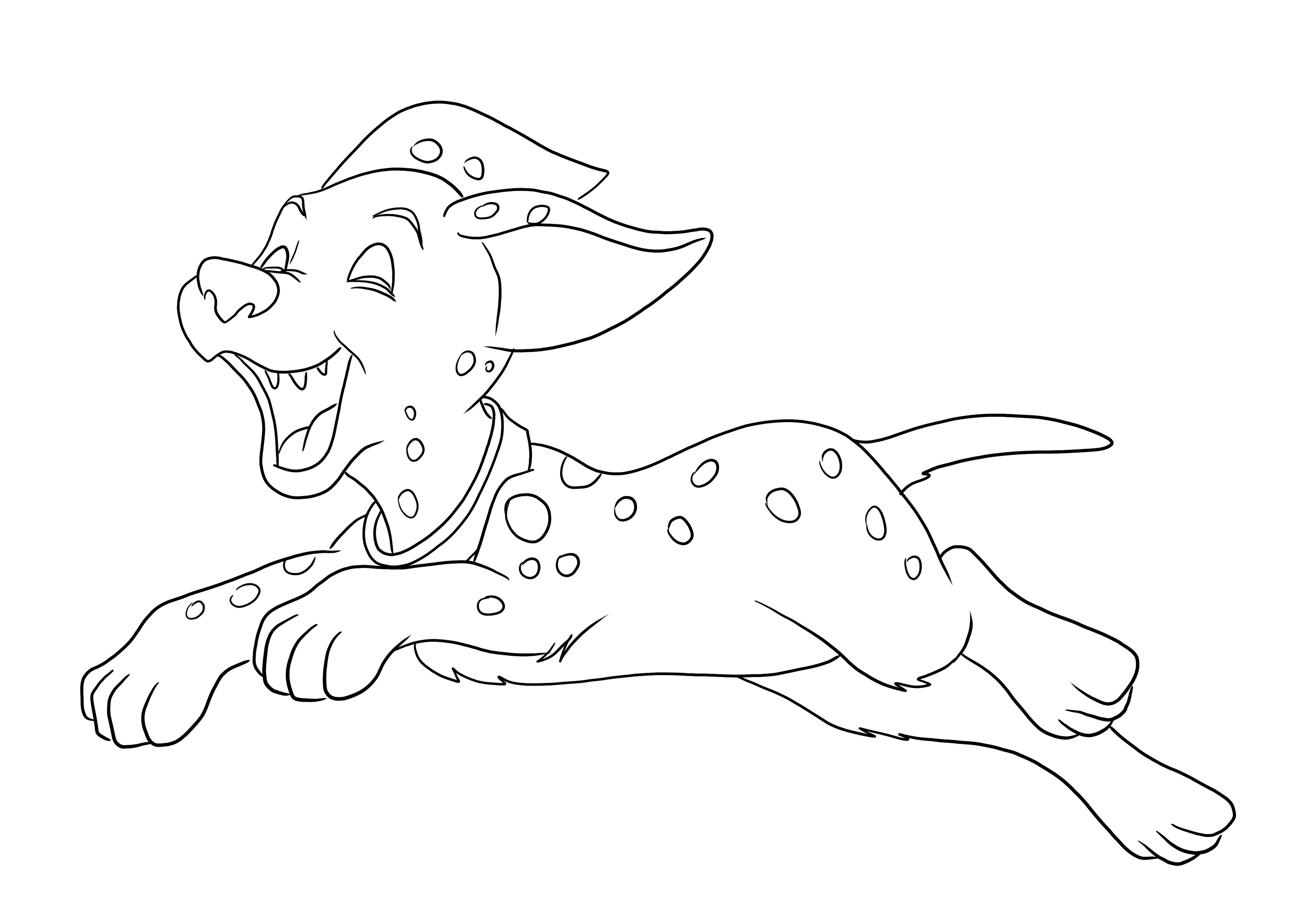 Happy Dotty Dalmatian puppy easy coloring sheet free to download