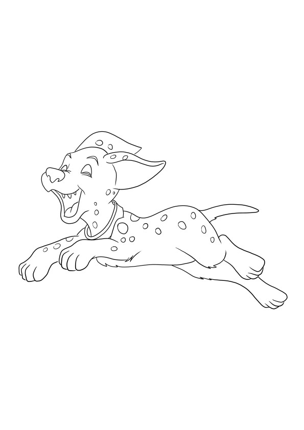 Happy Dotty Dalmatian puppy easy coloring sheet free to download