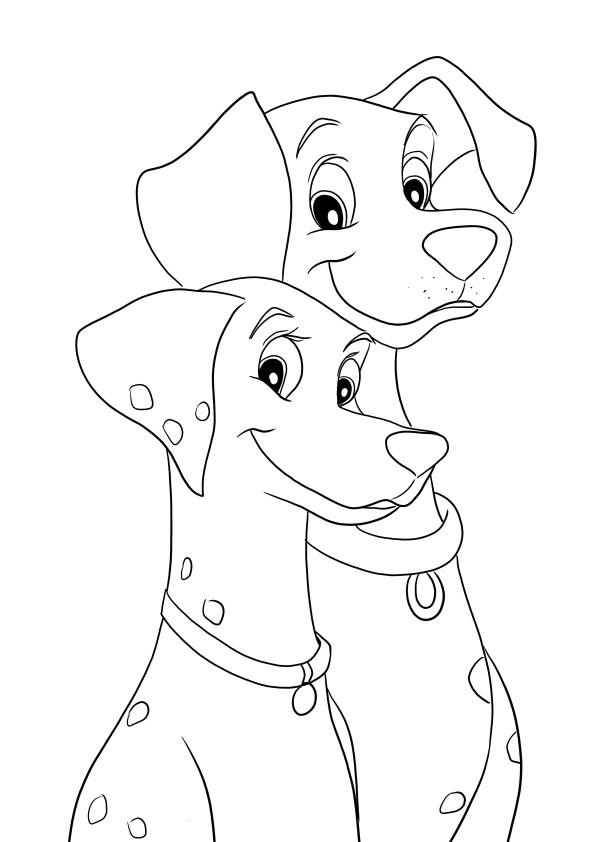 Perdita and Pongo coloring image-to print or download for free