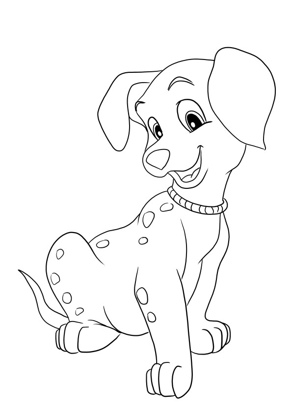 Easy to color a cute Dalmatian to print for free for children