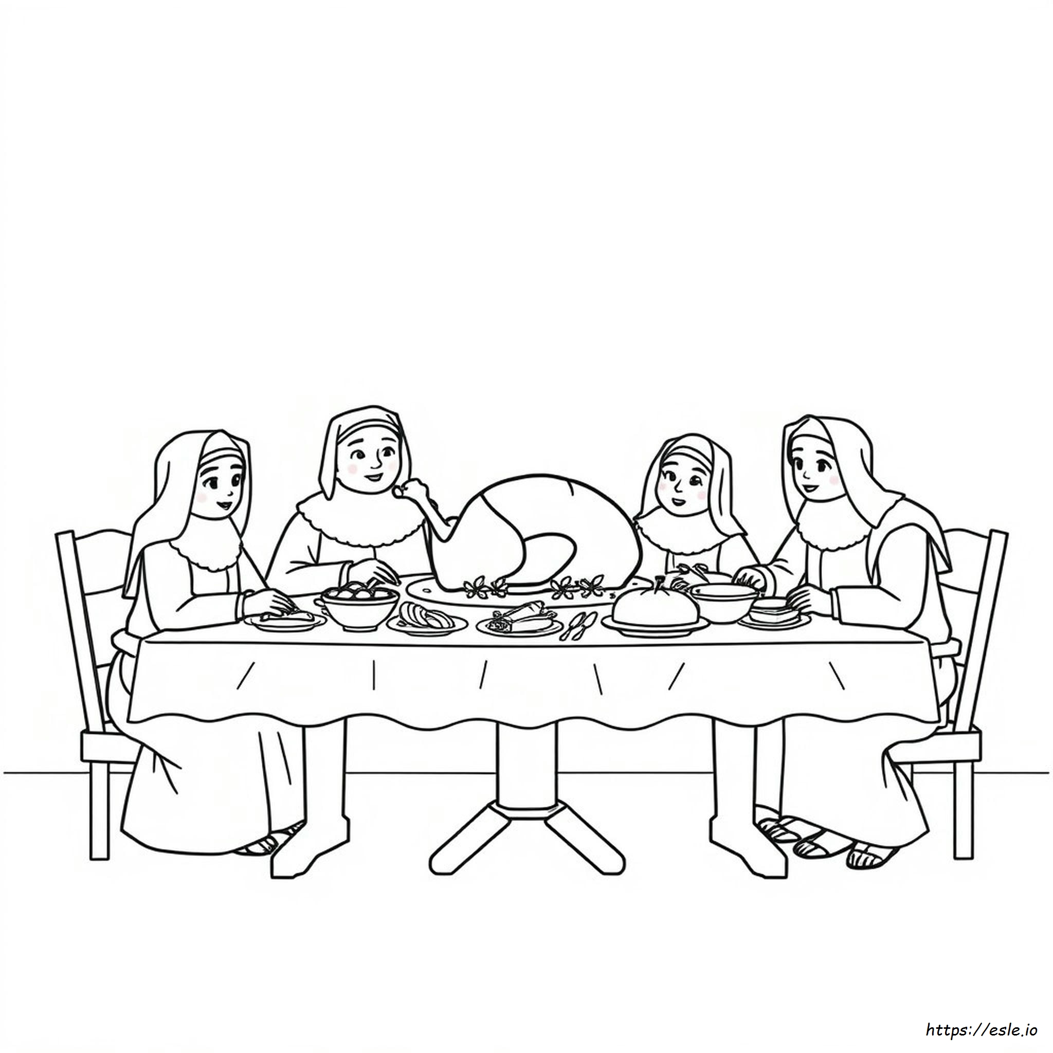 Coloriage Thanksgiving Pèlerins