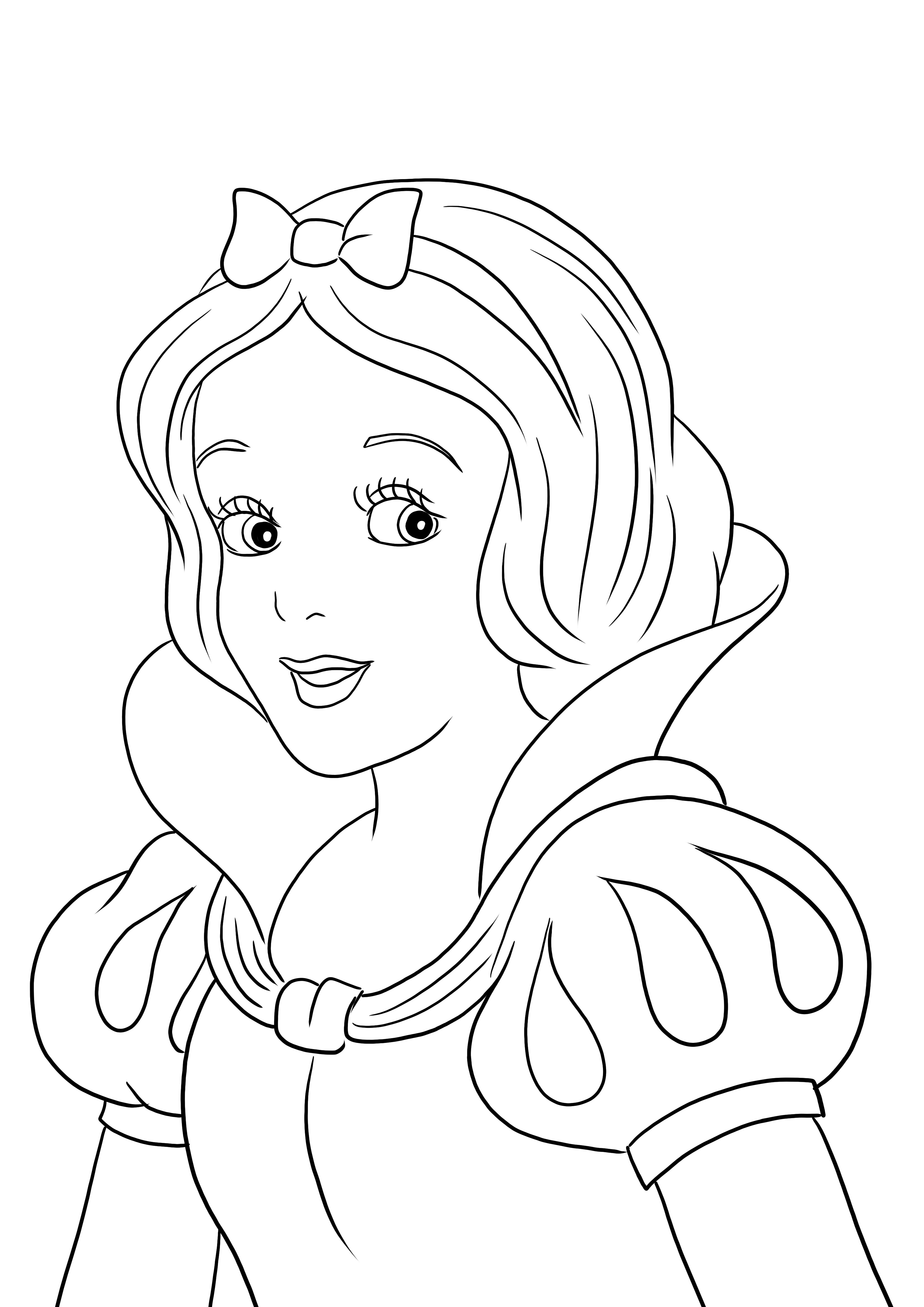 Uma linda imagem para colorir da Branca de Neve - fácil e grátis para imprimir para as crianças colorirem