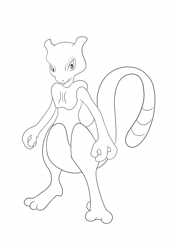 Mewtwo from Pokemon is here and ready to be colored and printed for free