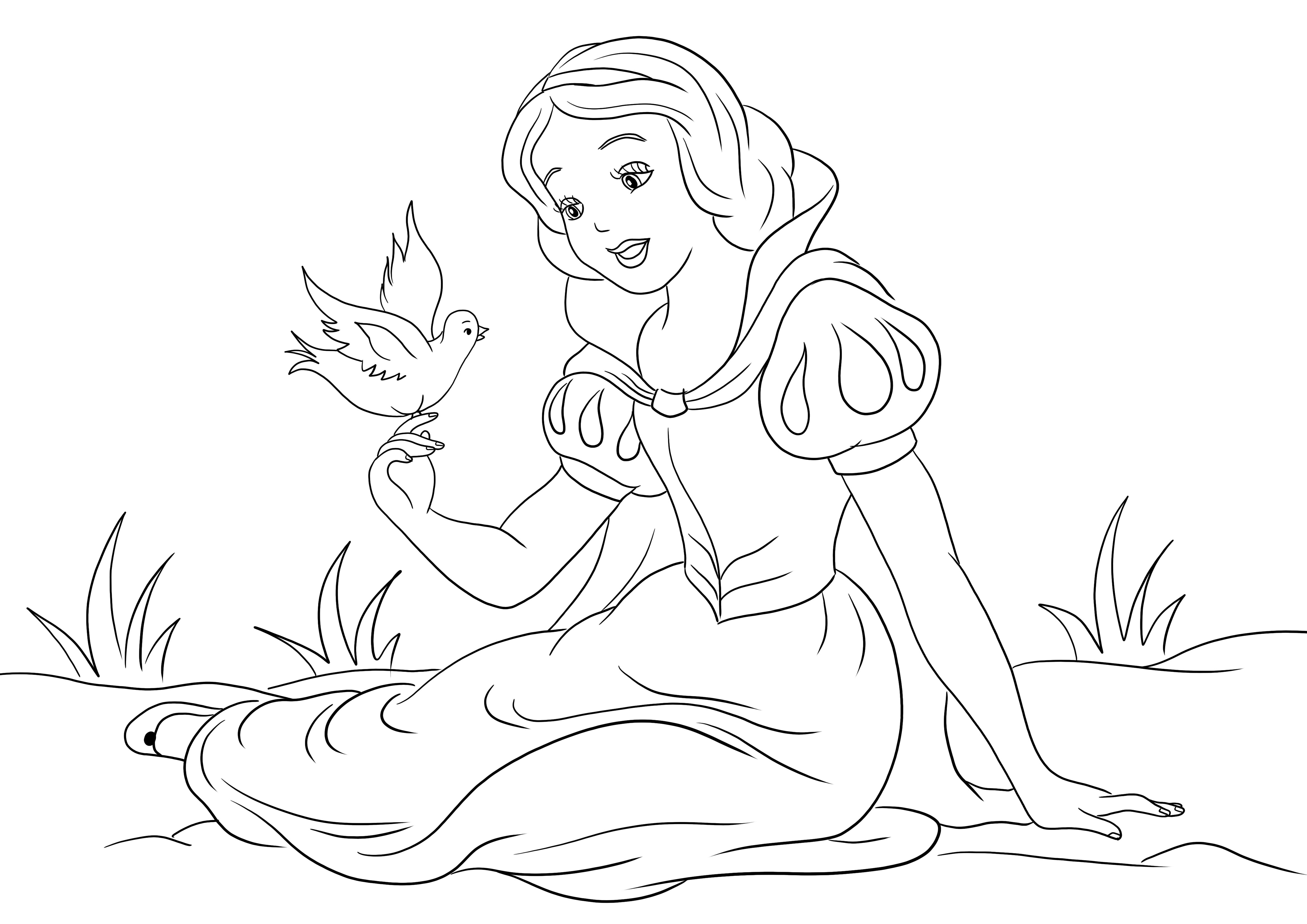 Putri Salju dan Merpati untuk diunduh atau dicetak secara gratis dan diwarnai