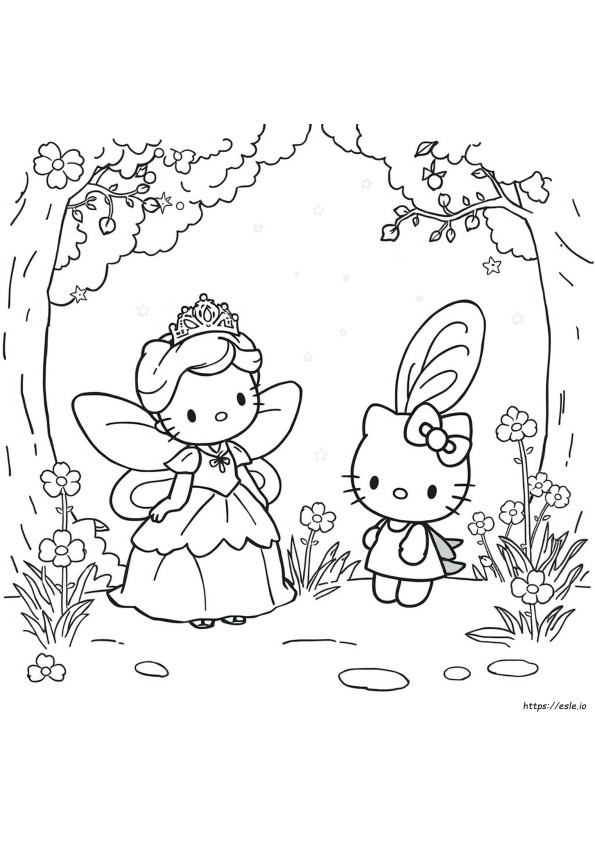 Princess Fairy Hello Kitty Coloring Pages