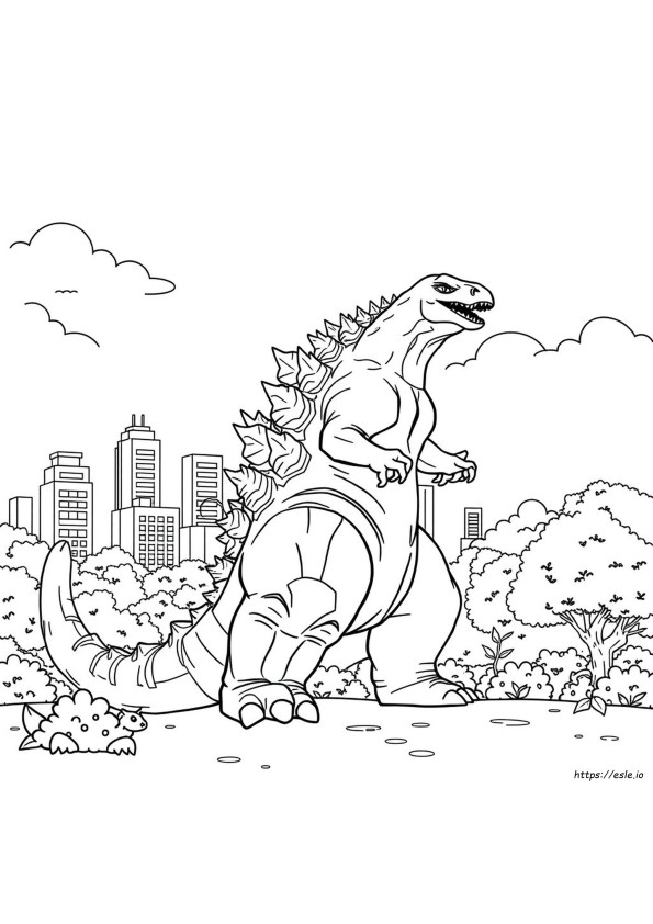 Gambar Mewarnai Godzilla