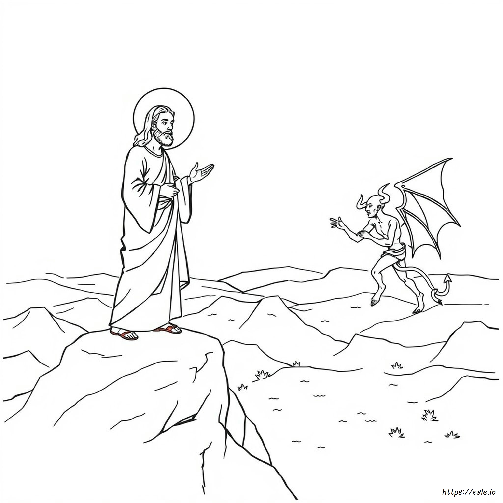 Jesus Tempted By Satan Coloring Page