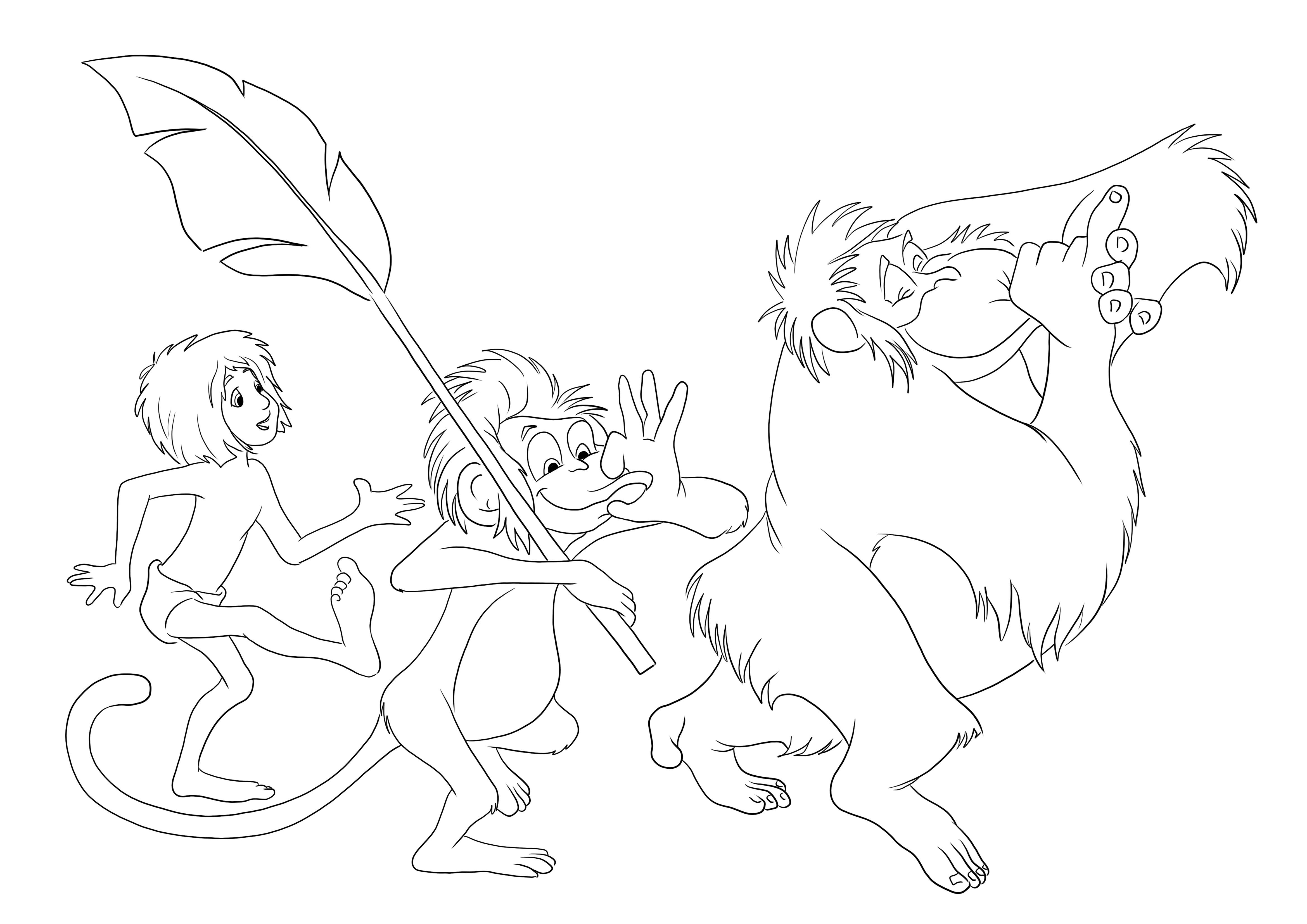 King Louie-Flunky Monkey-Mowgli for easy coloring and downloading