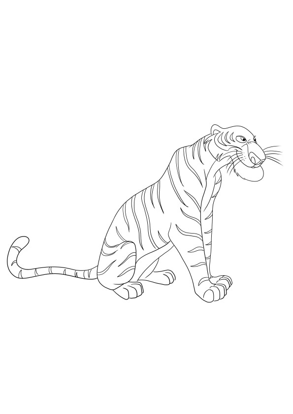 Shere Khan the Tiger from the Book of Jungle coloring image free to download