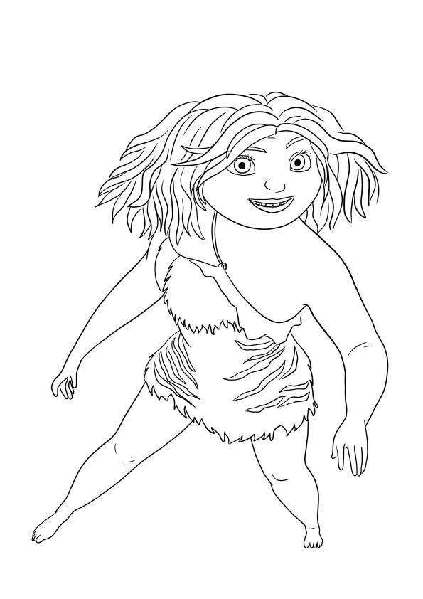 Super easy coloring and free printable of Eep from the Croods cartoon