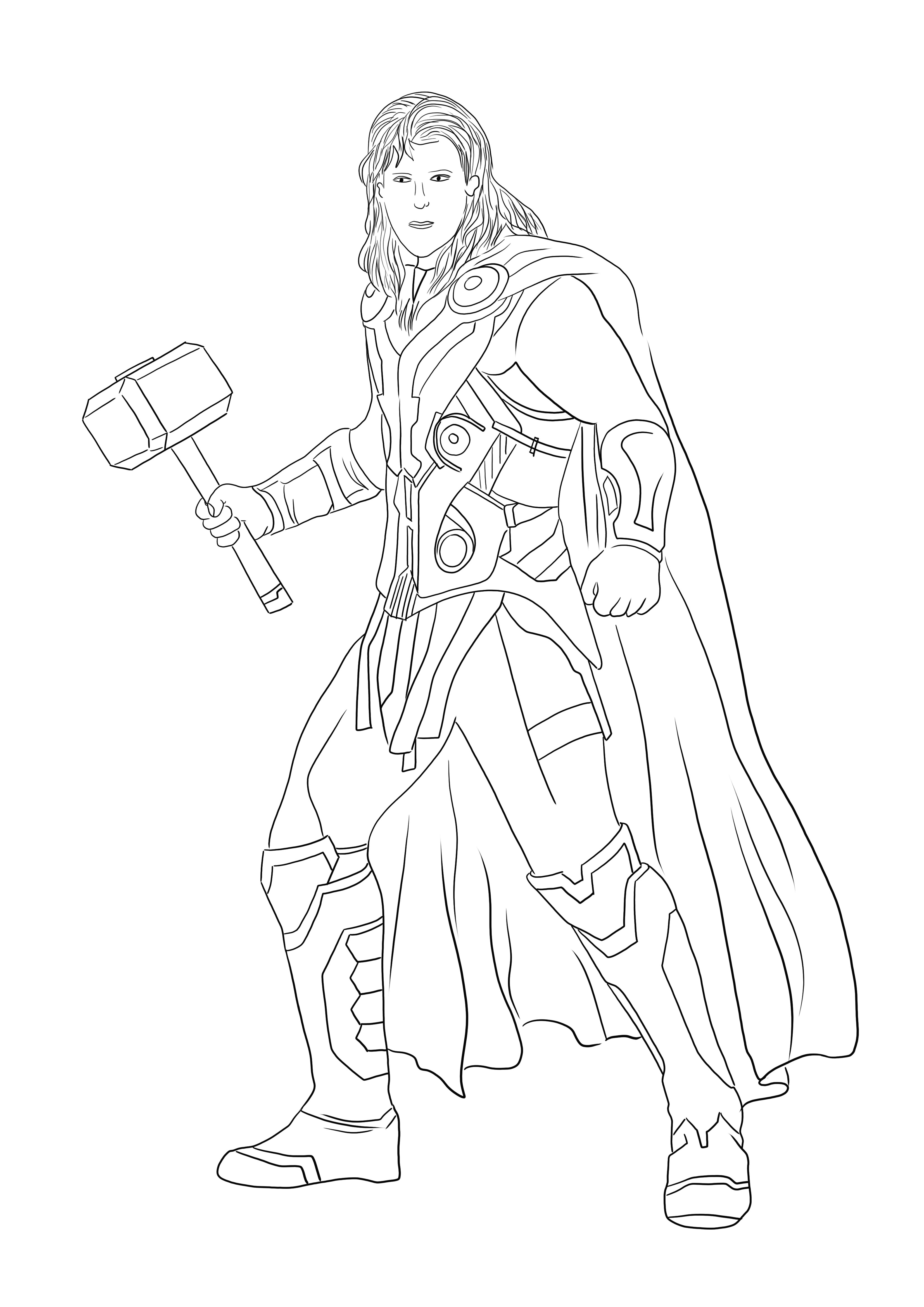 Free  coloring image of Thor from Avengers to download or print for all who love these heroes