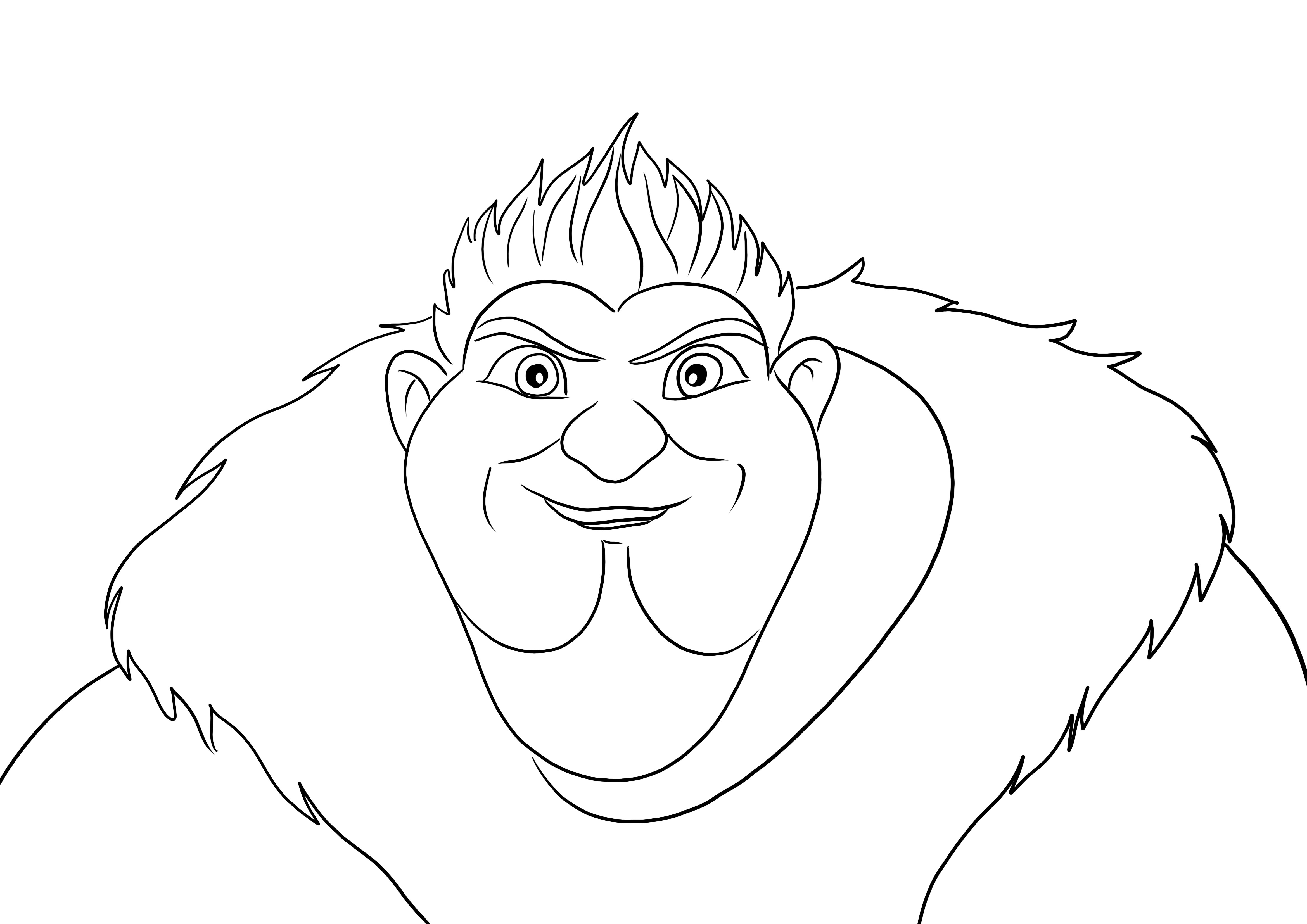 Funny picture of Grug from the Croods family-free to color and print