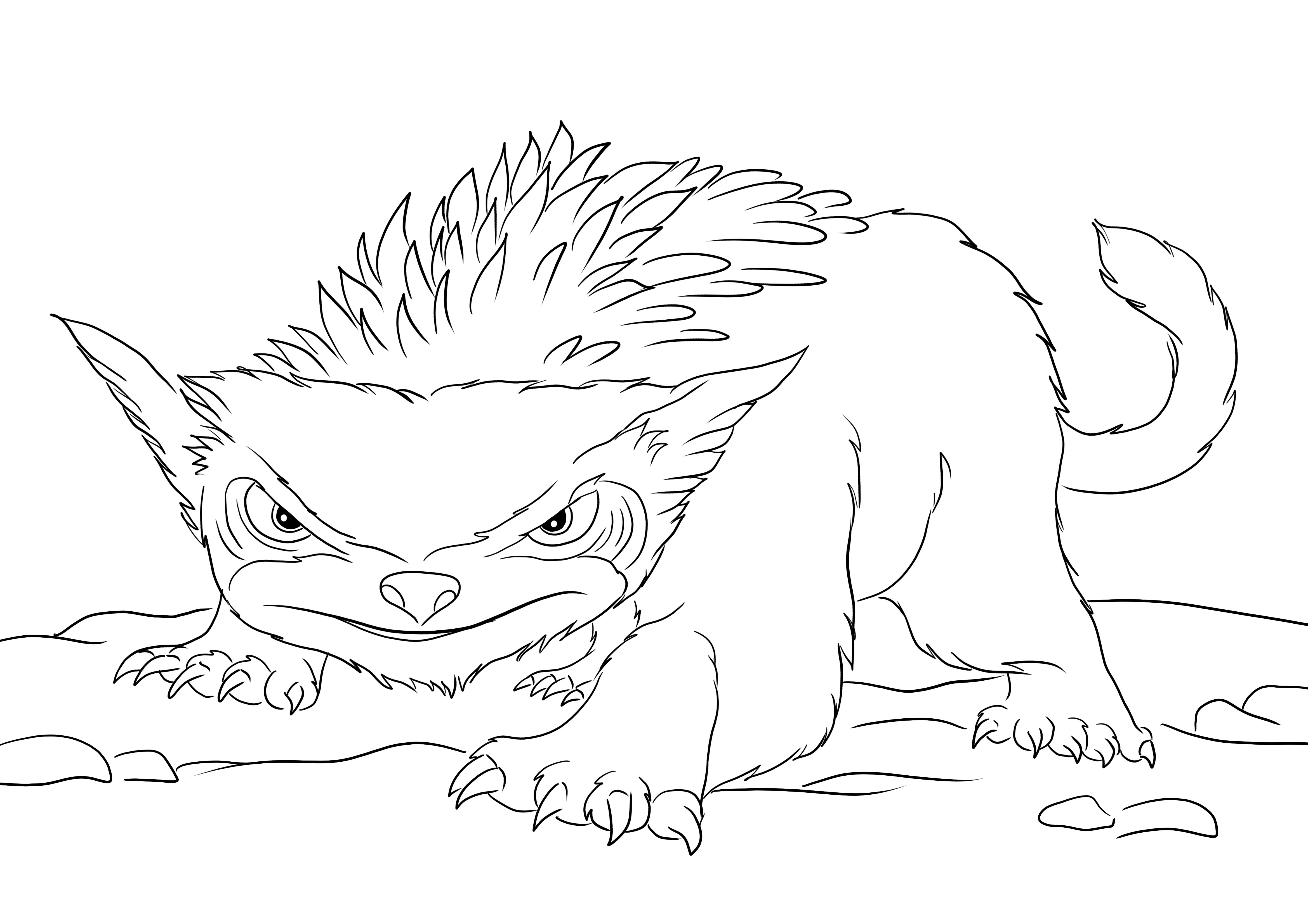 Free for coloring and printing of Bearowl creature for the Croods cartoon page