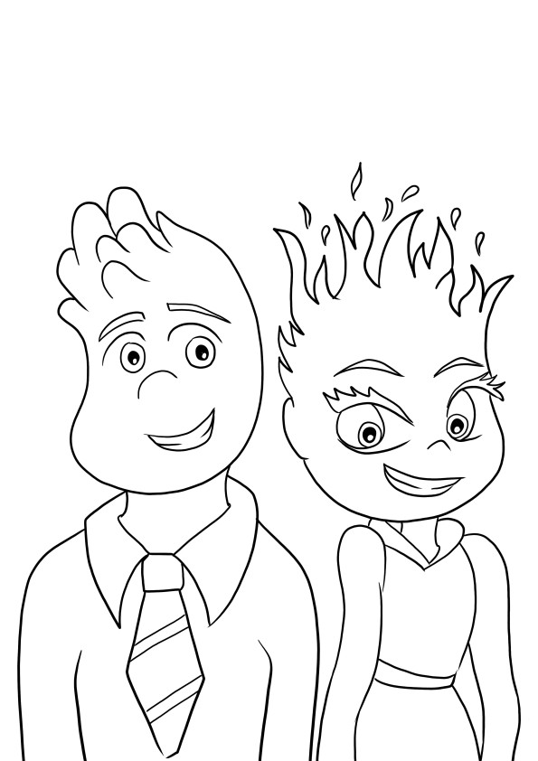 Here is a cute coloring page of Amber and Wade in love to download or print for free