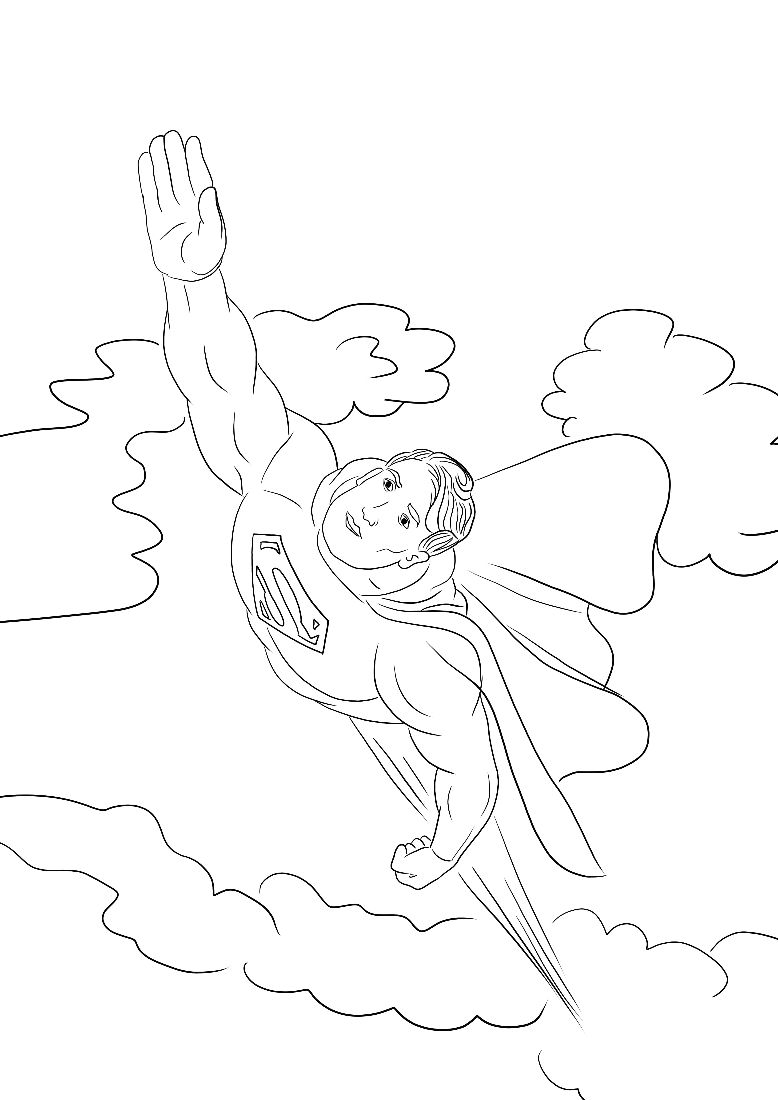 Superman in the sky freebie to print and color for kids of all ages