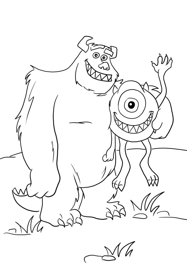 Mike Wazowski and James Sullivan coloring and printables for free