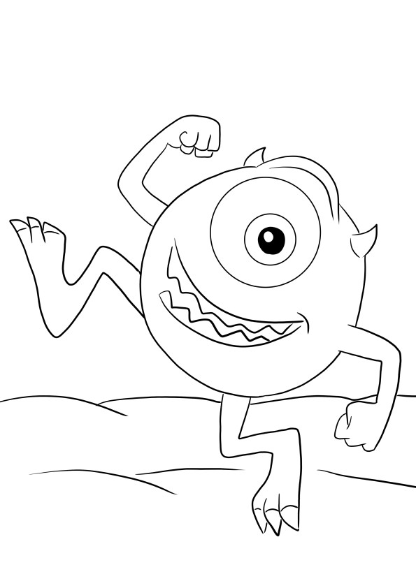 We offer a free printable of Mike Wazowski dancing for kids to color easily