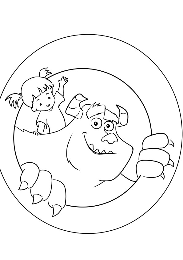 A coloring image of James P Sullivan and his friend Bo-free to download and color