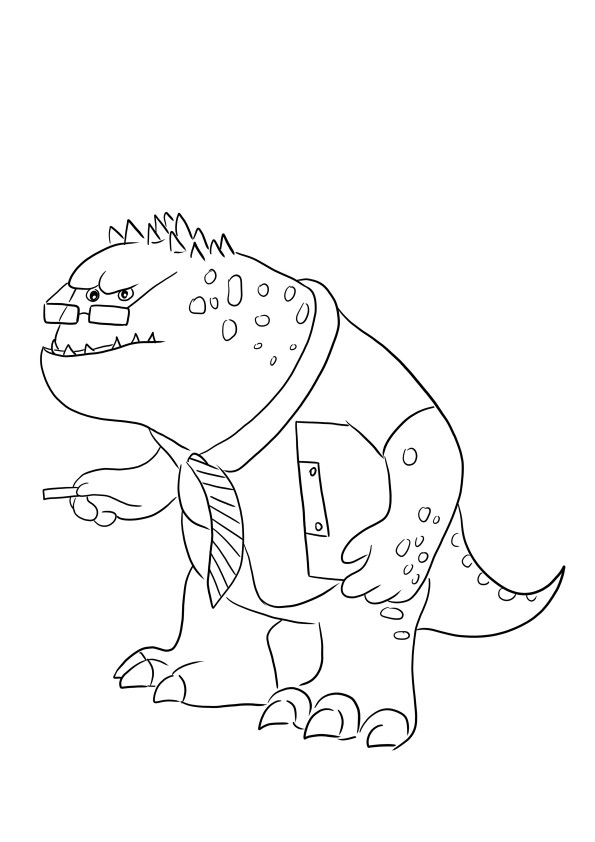 Strenger Professor Ritter – ein Ausmalbild mit einer lustigen Figur von Monsters AG zum kostenlosen Download