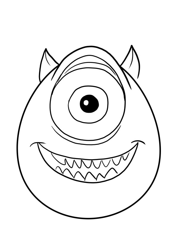 Simple coloring and free downloading of Mike Wazowski head for fun