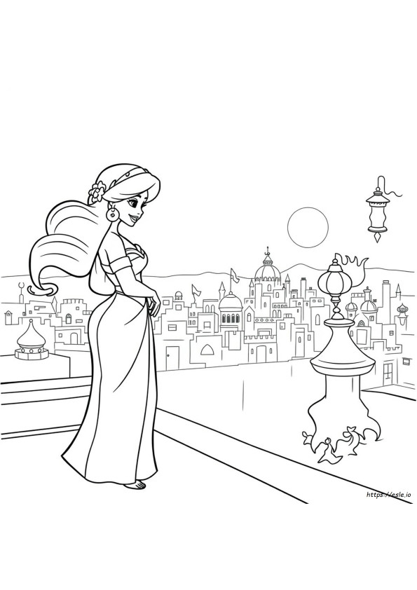 Planșă De Colorat Prințesa Jasmine