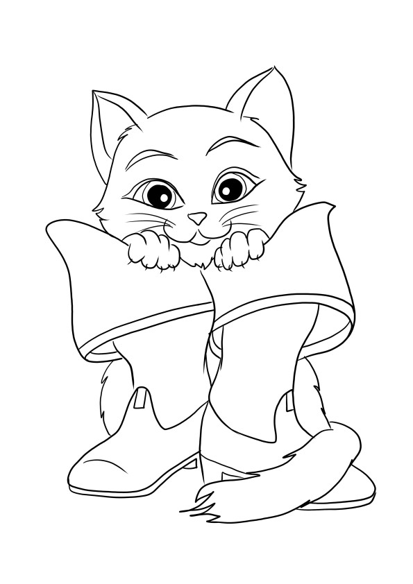 Cute printable to be used for free coloring of Puss and his Boots to for kids