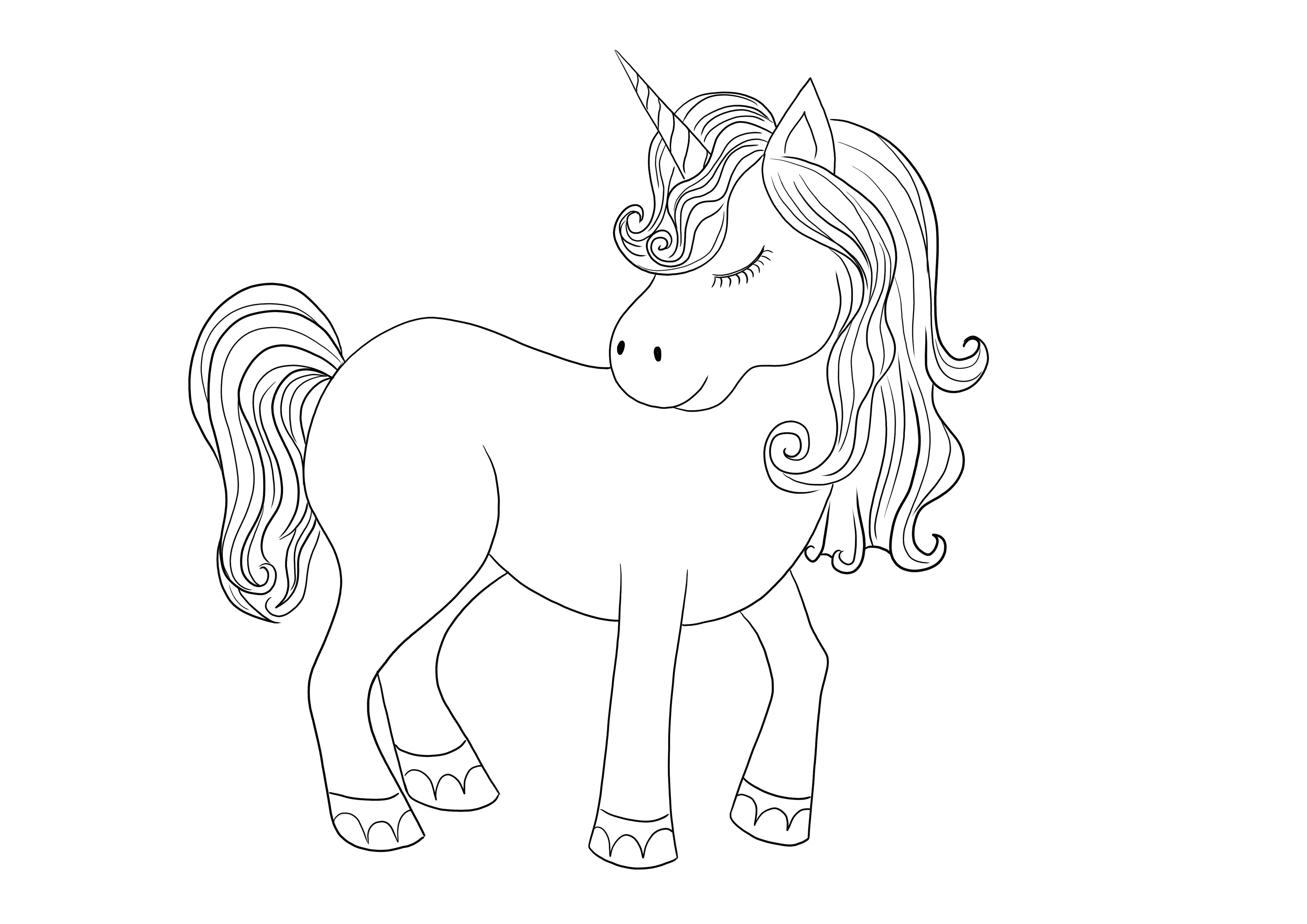 Unicorn coloring and free printing or downloading page