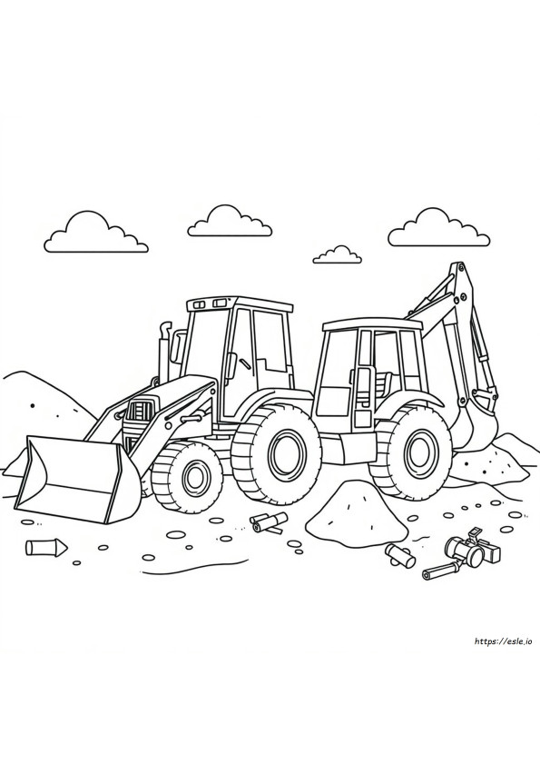 Bulldozer Graafmachine Kleurplaat