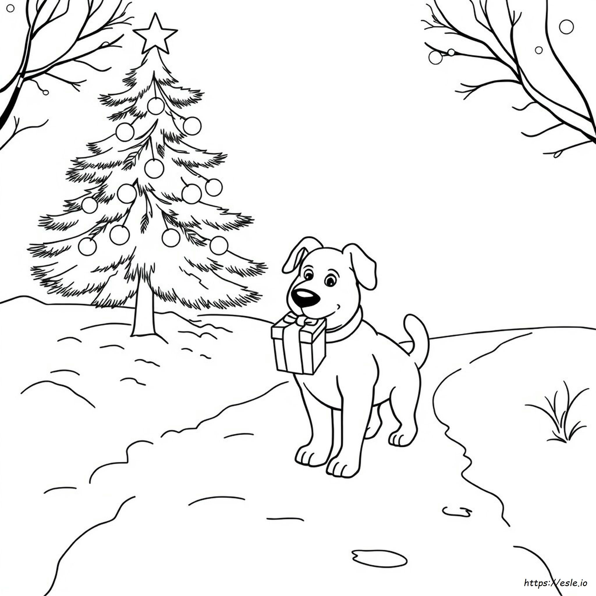Christmas Dog Colouring Sheet