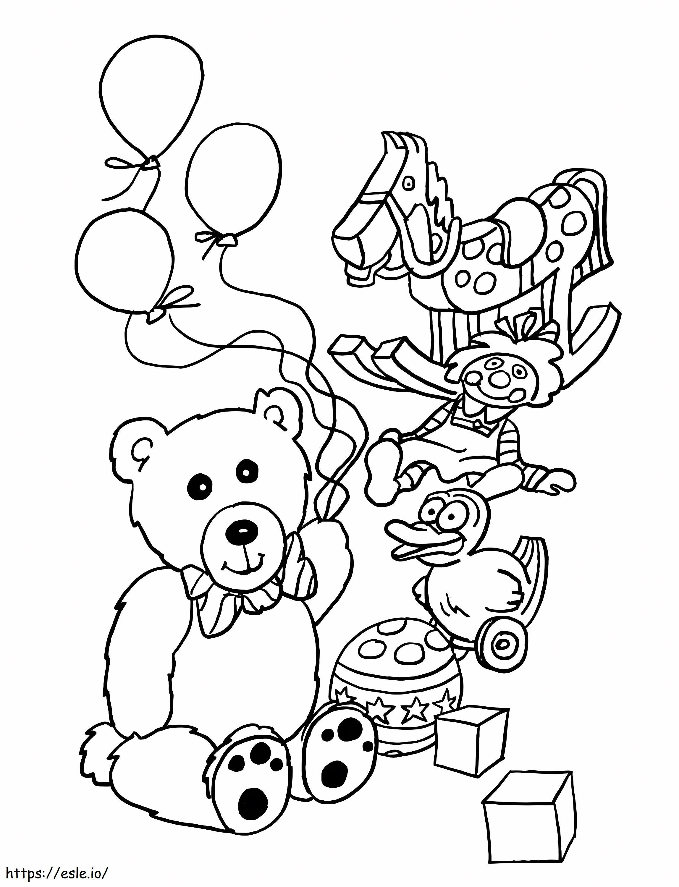 oso de peluche y juguetes para colorear