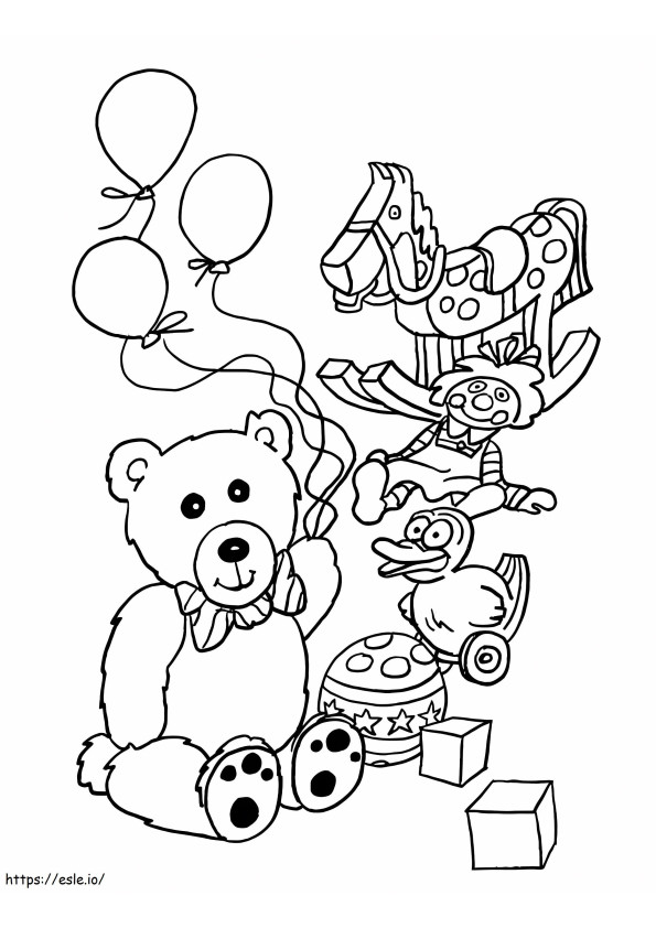 Coloriage Ours en peluche et jouets à imprimer dessin