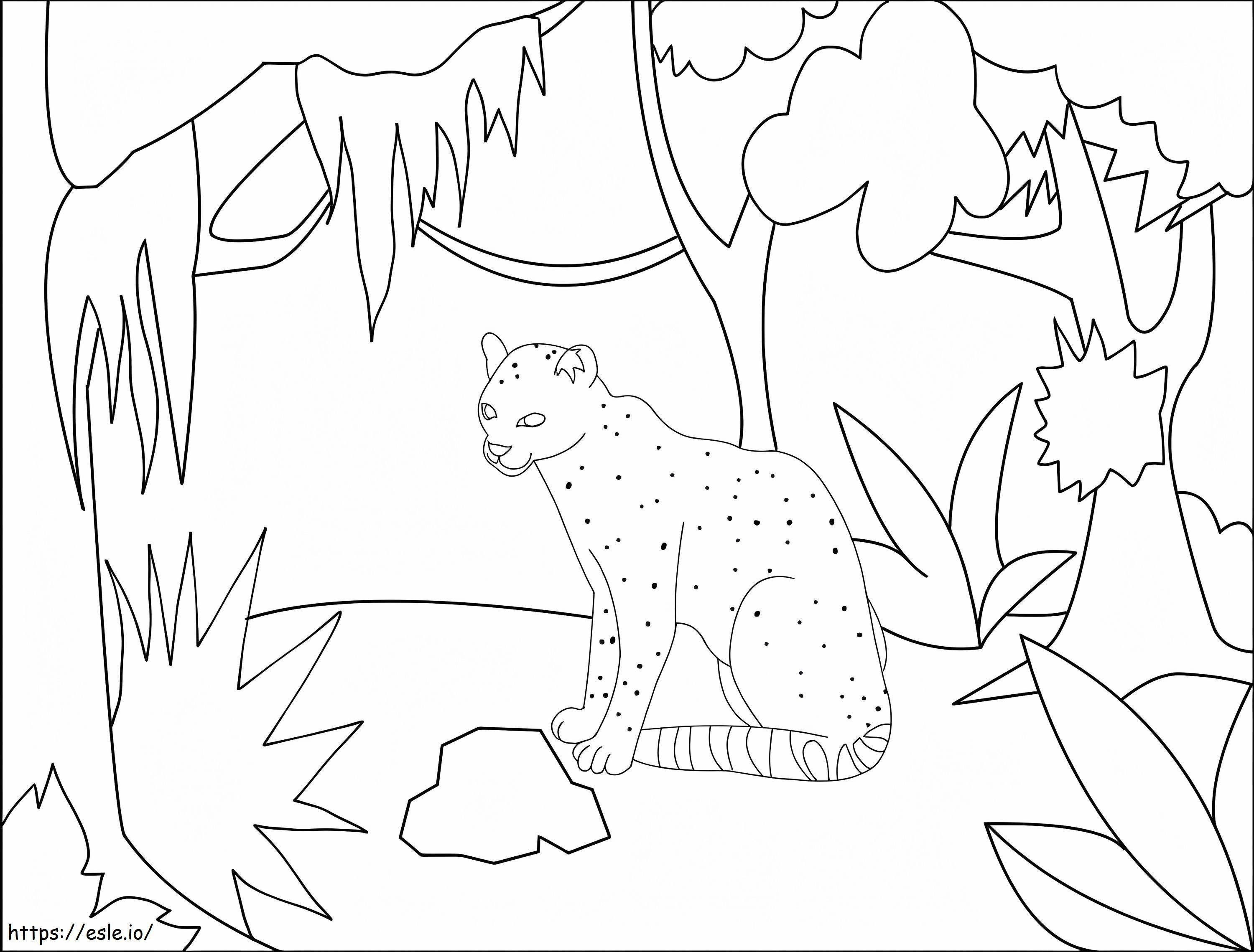 Coloriage Ocelot dans la forêt à imprimer dessin