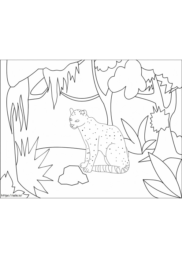 Ocelot In The Forest coloring page