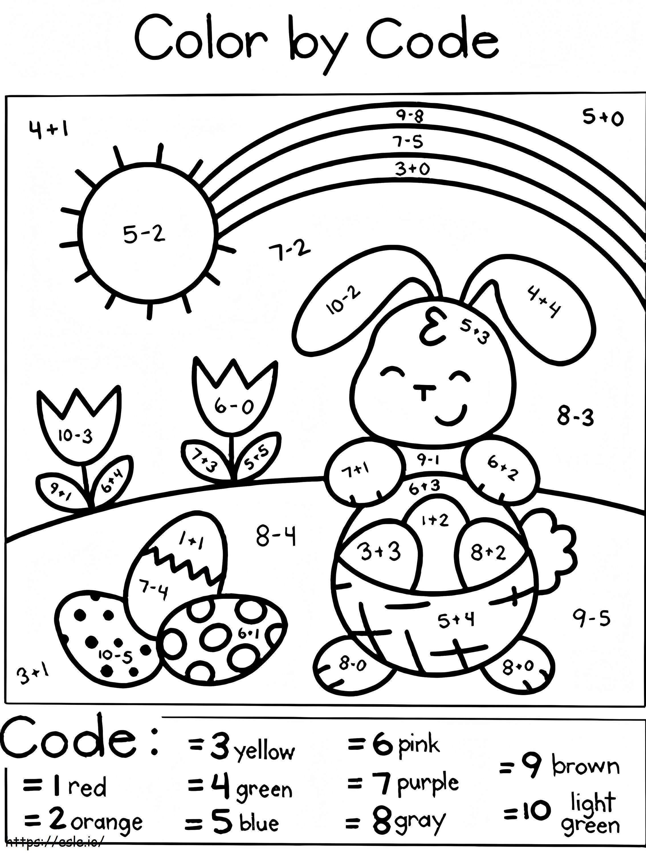 Adorável coelhinho da Páscoa cor por número para colorir