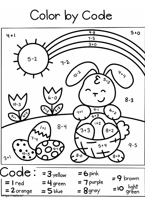 Coloriage Beau lapin de Pâques couleur par numéro à imprimer dessin