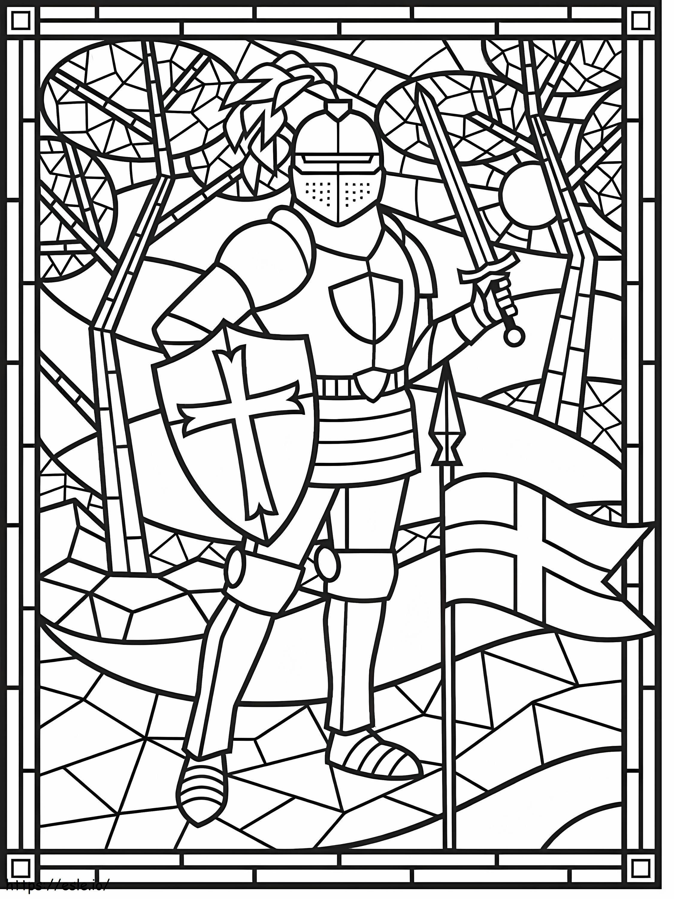 Coloriage Vitrail de chevalier à imprimer dessin