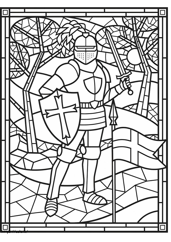 Het gebrandschilderde glas van de ridder kleurplaat