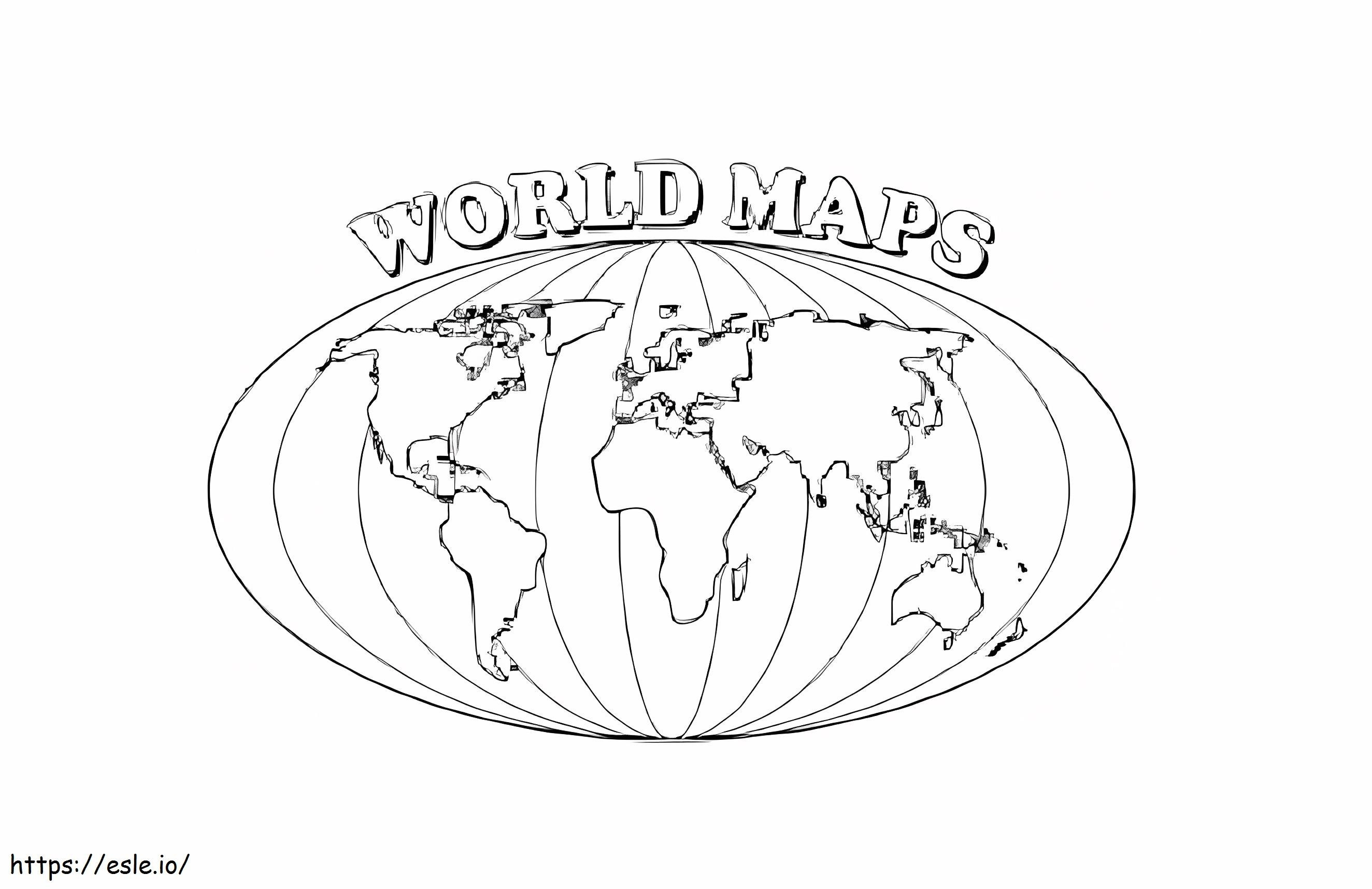Kolorowanka mapy świata kolorowanka