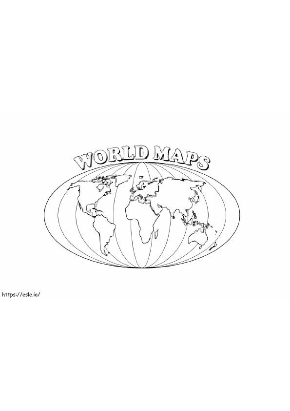 Coloriage Coloriage carte du monde à imprimer dessin