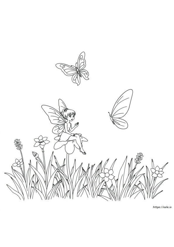 Fairy And Butterfly Coloring Pages