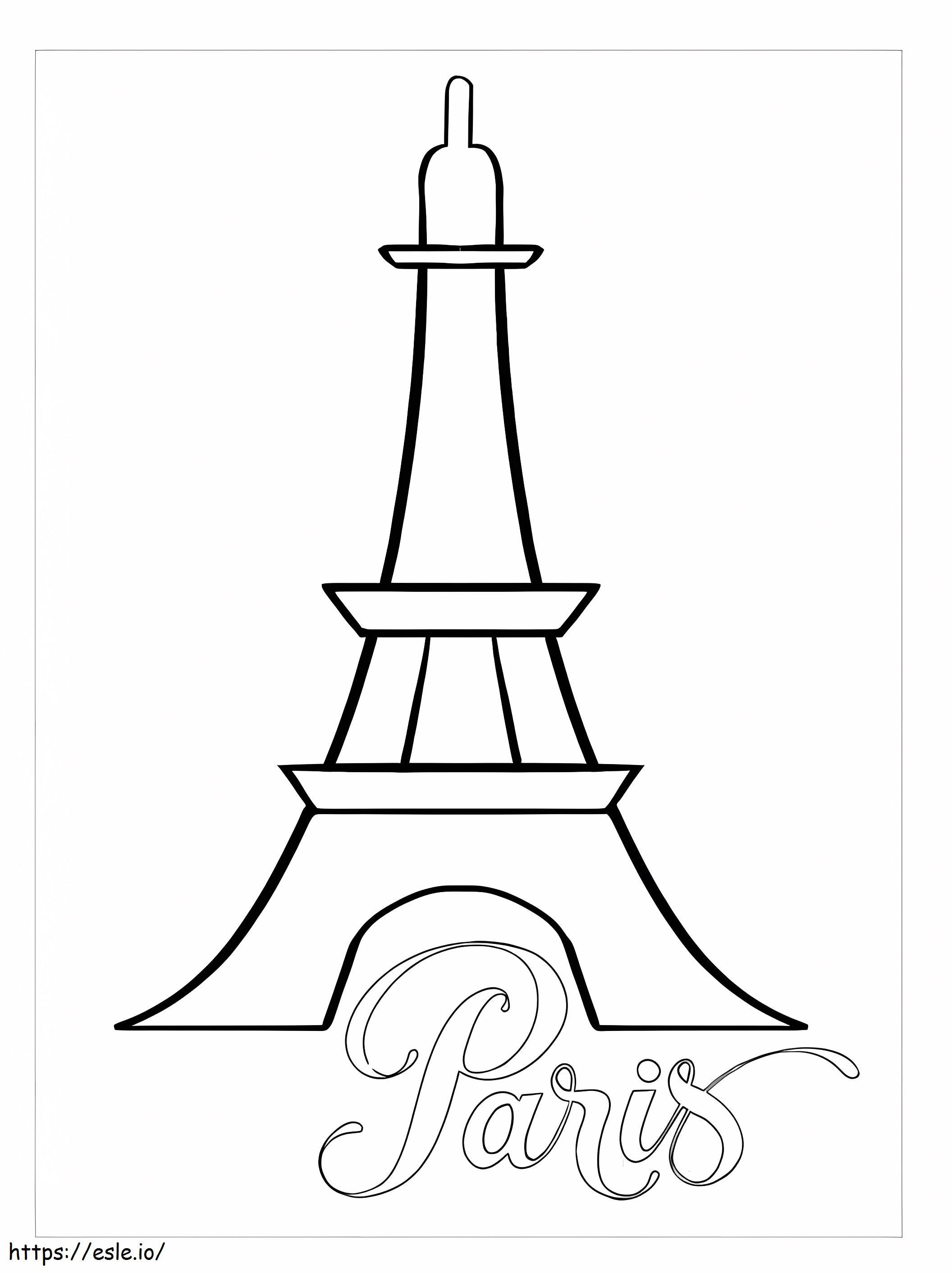 Coloriage Tour Eiffel facile à Paris à imprimer dessin